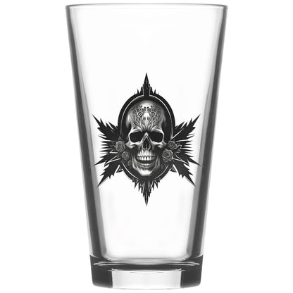 Skull With Roses Pint Glass